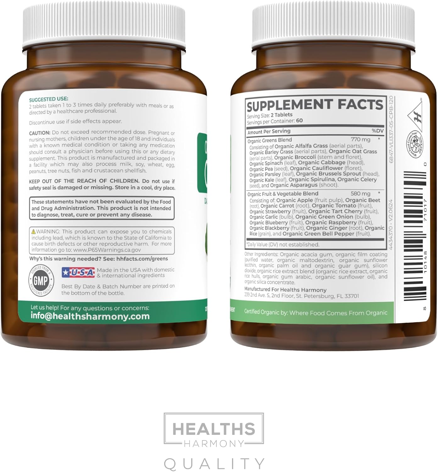 USDA Organic Super Greens Supplement – 28 Superfood Complex, Vegan & Non-GMO Tablets (Up to 2 Month Supply) - görsel 9