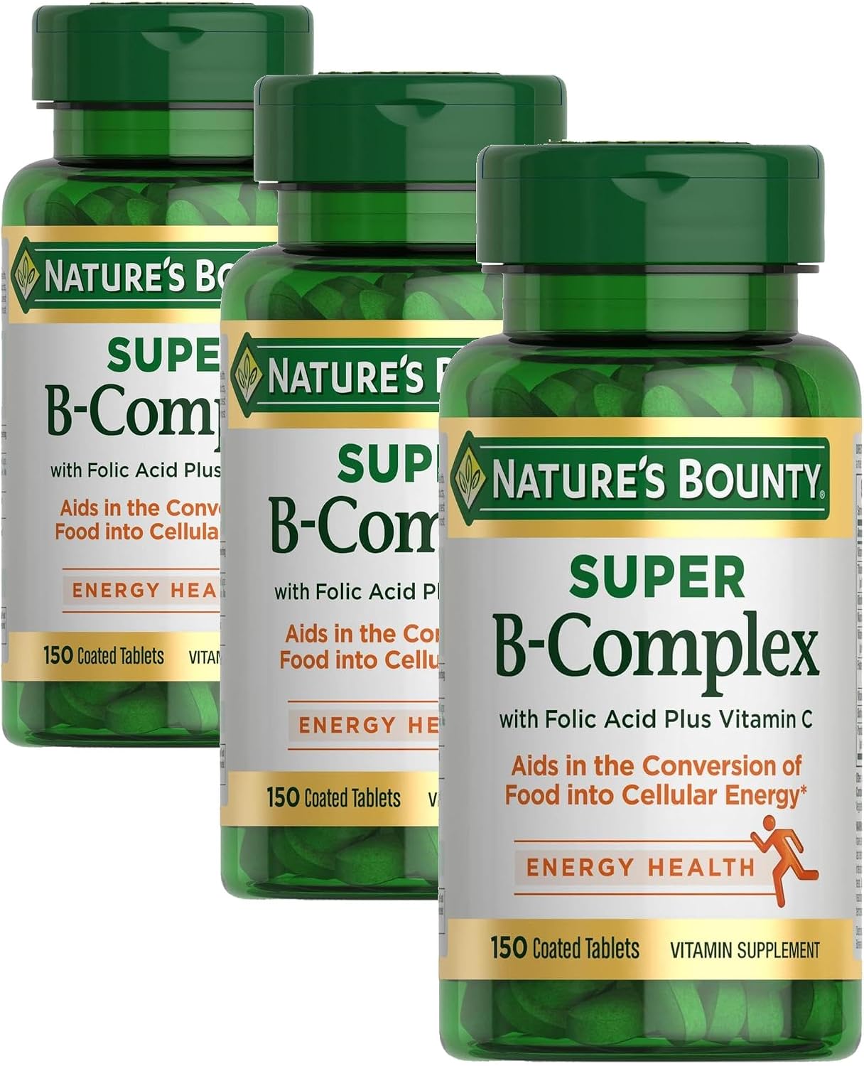 Nature's Bounty Super B Complex Vitamins with Vitamin C & Folic Acid, 150 Tablets - görsel 8