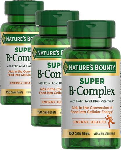 Nature's Bounty Super B Complex Vitamins with Vitamin C & Folic Acid, 150 Tablets