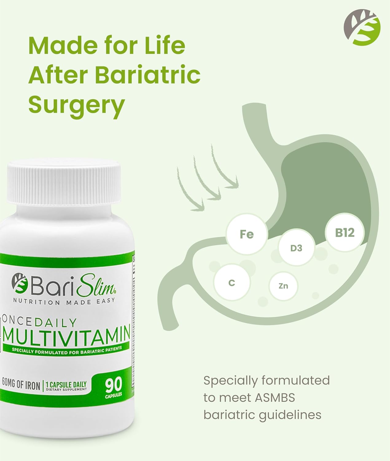 BariSlim Once Daily Bariatric Multivitamin Capsule with 60mg Iron - görsel 3