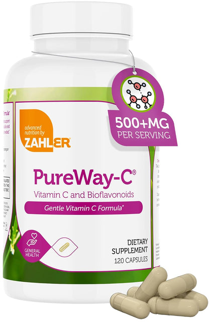 Zahler Vitamin C 500mg with Bioflavonoids - Gentle on Stomach - Immune Support - Gluten-free Non-GMO Food Supplement for Adults (120 Capsules)