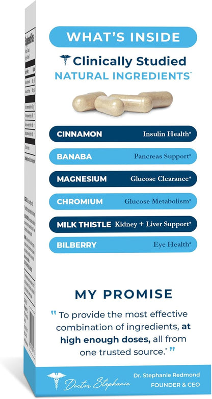 Pharmaganics Blood Sugar 24 Hour – 6-in-1 Once Daily Supplement with Cinnamon, Banaba, Chromium and Milk Thistle