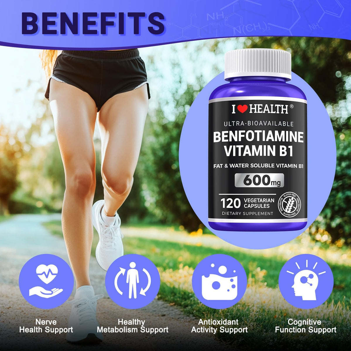Benfotiamine 600mg Plus 20mg Vitamin B1 | 120 Veggie Capsules | Made in USA | Third-Party Tested - görsel 4