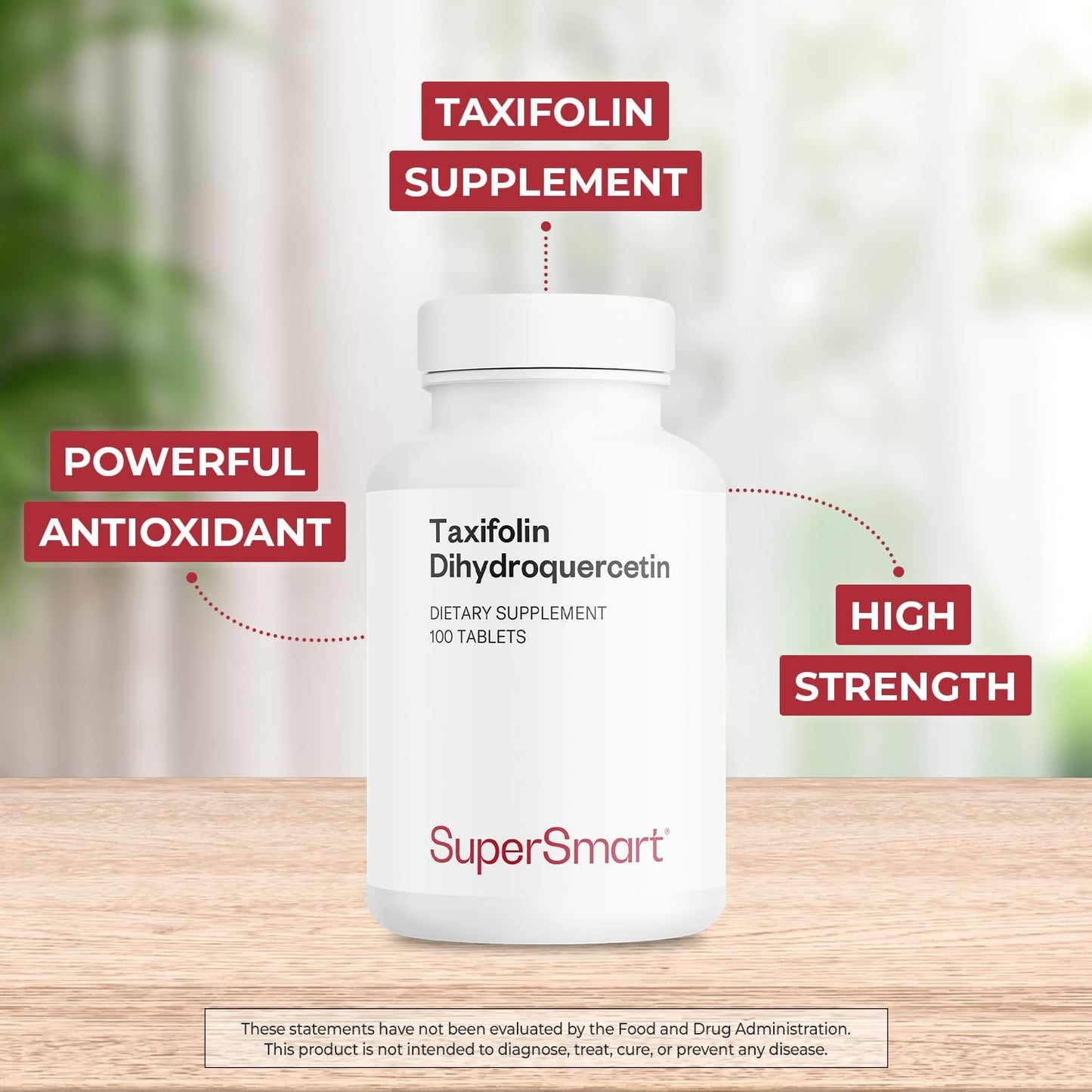 Supersmart - Taxifolin Dihydroquercetin 60mg per Day (90% DHQ Supplement) - Russian Siberian Dahurian Larch Tree Extract - Antioxidant Bioflavonoid | Non-GM & Gluten-free - 100 Tablets - görsel 3
