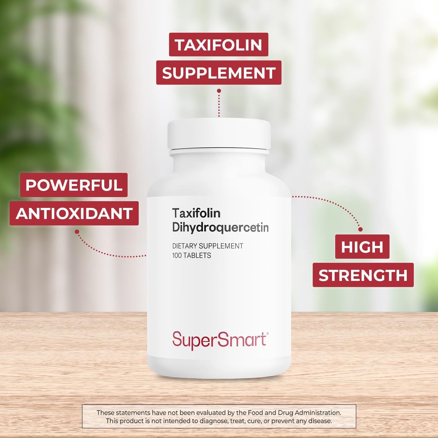 Supersmart - Taxifolin Dihydroquercetin 60mg per Day (90% DHQ Supplement) - Russian Siberian Dahurian Larch Tree Extract - Antioxidant Bioflavonoid | Non-GM & Gluten-free - 100 Tablets - görsel 3