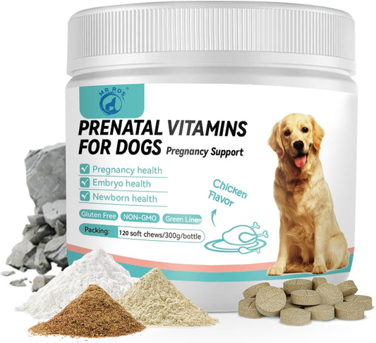 Dog Vitamins and Supplements - Chewable Prenatal Vitamins for Large and Small Breeds - Multivitamin for Health Support and Development - 120 Soft Chews