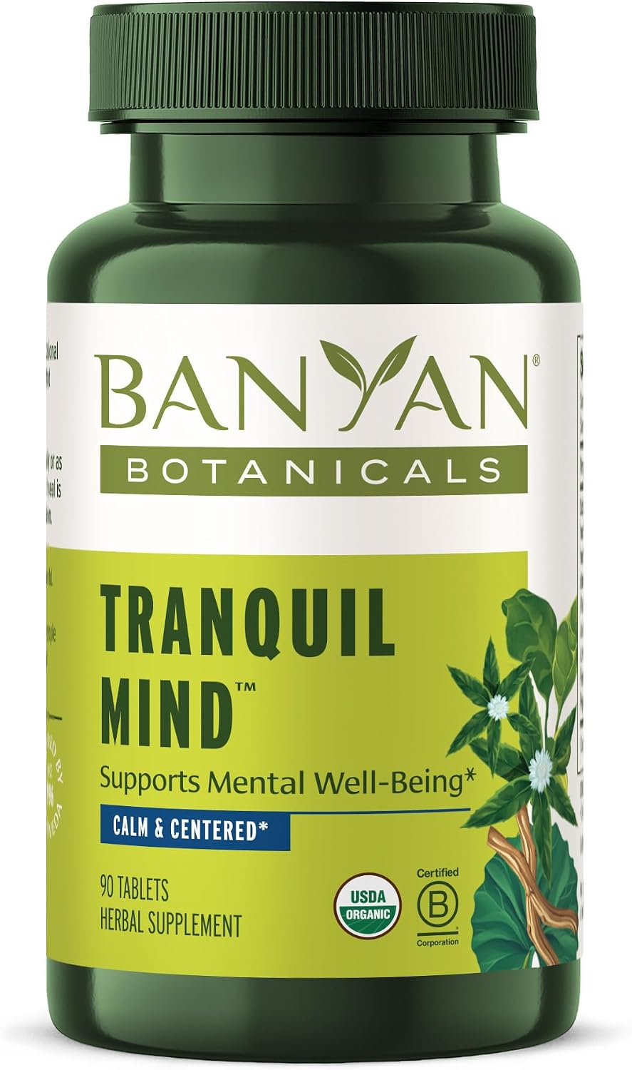 Banyan Botanicals Organic Tranquil Mind - Nervous System Support & Physical Relaxation - 90 Tablets - görsel 1