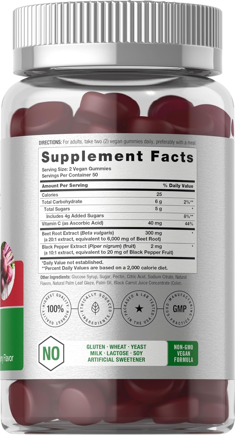 Horbäach Beet Root Gummies – Advanced Formula, 100 Count, Strawberry Flavour - görsel 2
