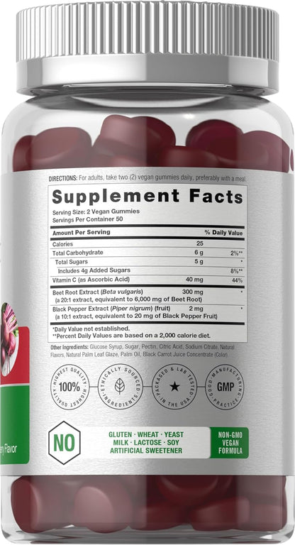 Horbäach Beet Root Gummies – Advanced Formula, 100 Count, Strawberry Flavour