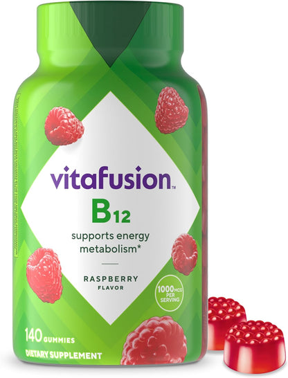 Vitafusion Vitamin B12 1000 mcg Gummies – Raspberry Flavour – 140 Count