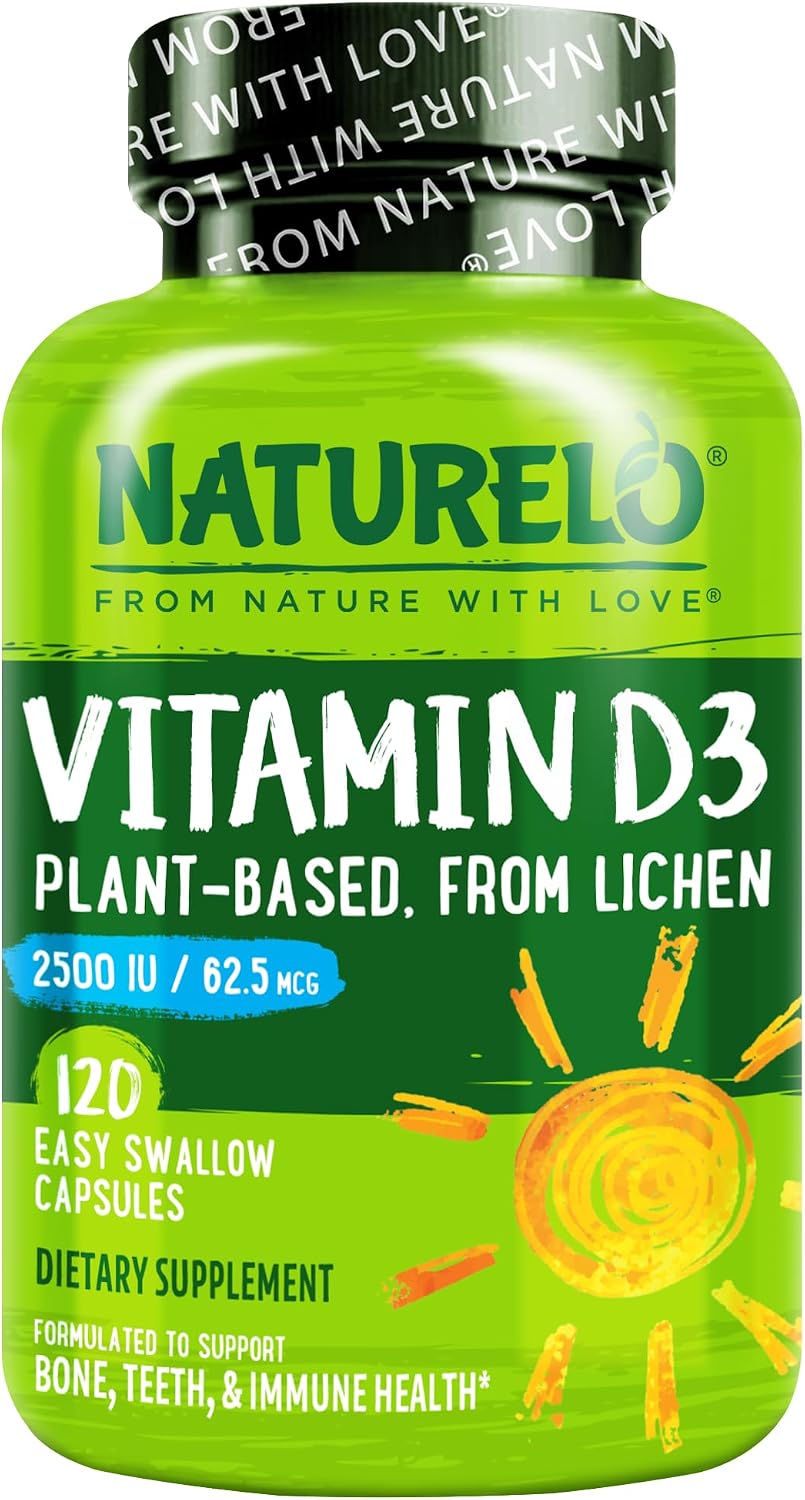 NATURELO Vitamin D3 2500 IU - Plant Based from Lichen - 180 Capsules (Pack of 2) - görsel 8
