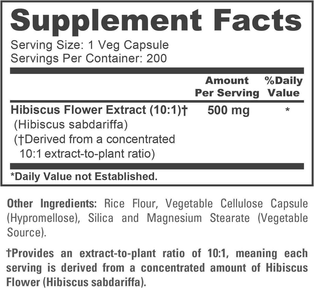 NusaPure Hibiscus Flower Capsules – 500 mg, 200 Veg Capsules (Non-GMO, Vegan) - görsel 4