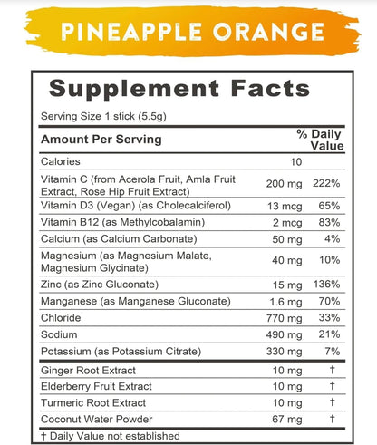 REDMOND Re-Lyte Immunity Multivitamin Food Supplement Mix (Pineapple Orange)