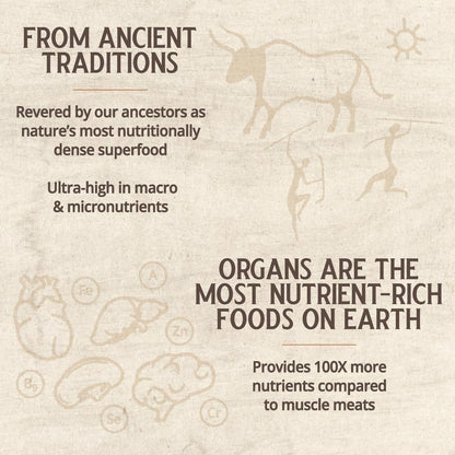 Grass-Fed Freeze-Dried Bovine Heart & Liver Capsules - 3000 mg per Serving - CoQ10, Iron, Zinc & B12 Supplement