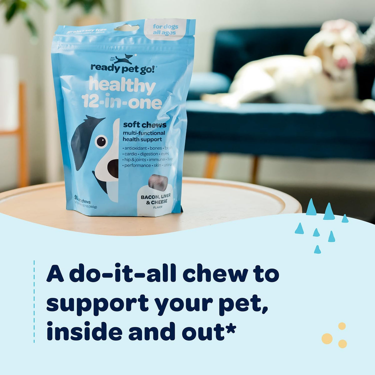 12-in-1 Complete Multivitamin for Dogs - Glucosamine, Chondroitin, Probiotics - NASC Certified - 90 Chews - görsel 4