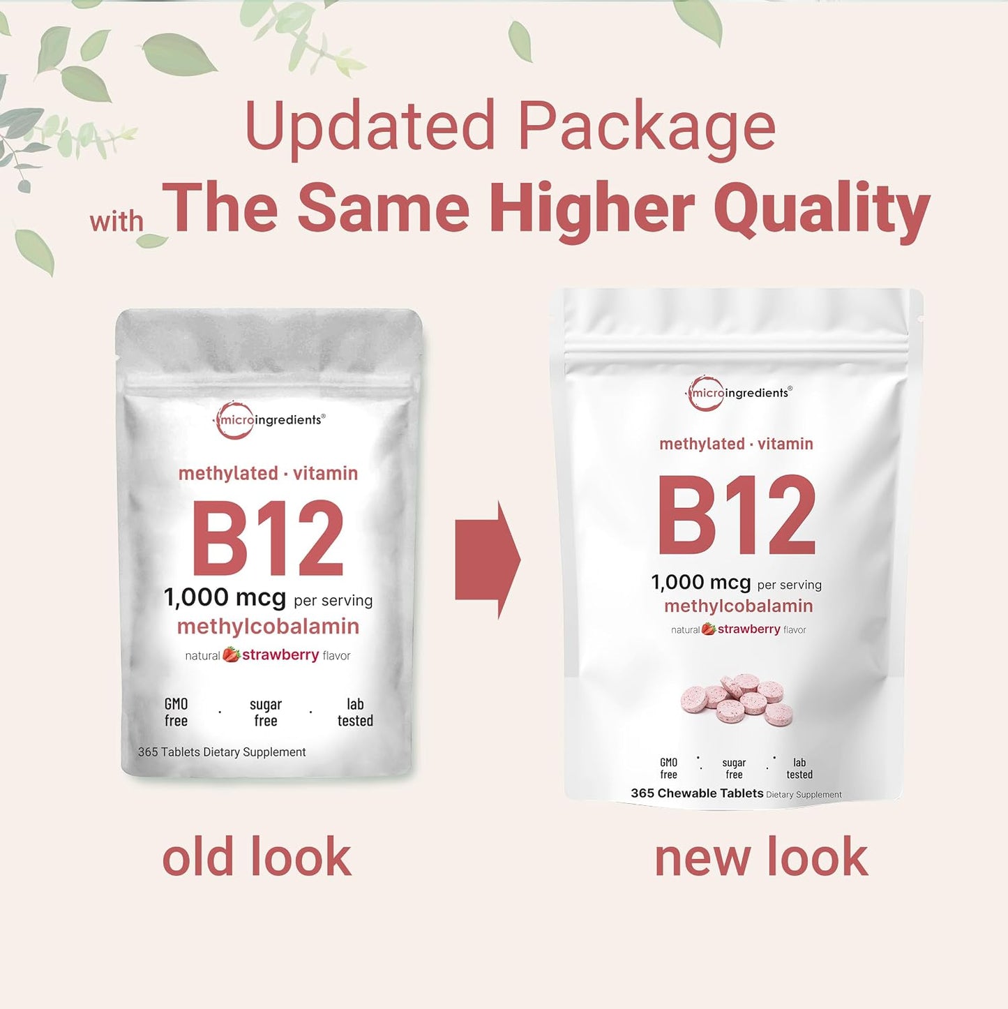 Micro Ingredients Vitamin B12 1,000 mcg Methylcobalamin – 365 Chewable Tablets, Fast Dissolve, Strawberry Flavour - görsel 3