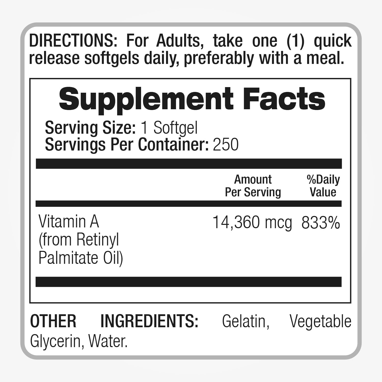 FITO MEDIC'S Lab Vitamin A 25000 IU Soft gel capsule Capsules – 250 Capsules - görsel 4