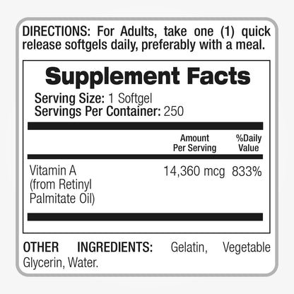 FITO MEDIC'S Lab Vitamin A 25000 IU Soft gel capsule Capsules – 250 Capsules