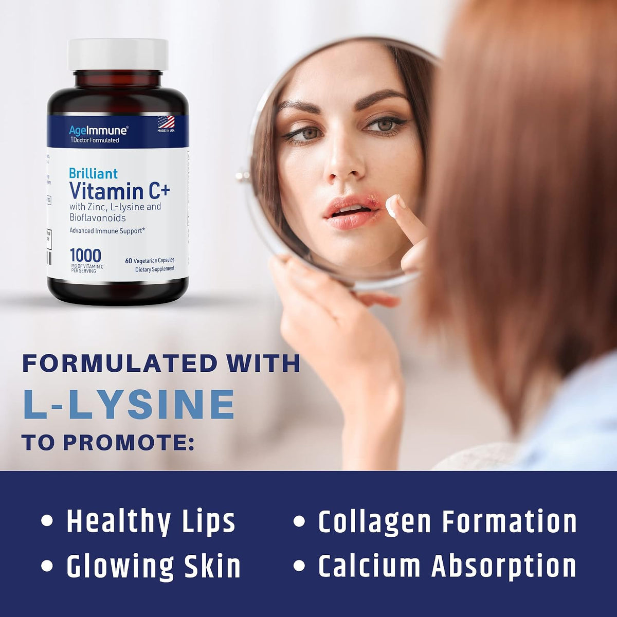AgeImmune Vitamin C 1000mg Complex with L-Lysine 500mg, Zinc 12mg, Bioflavonoids 300mg - görsel 5