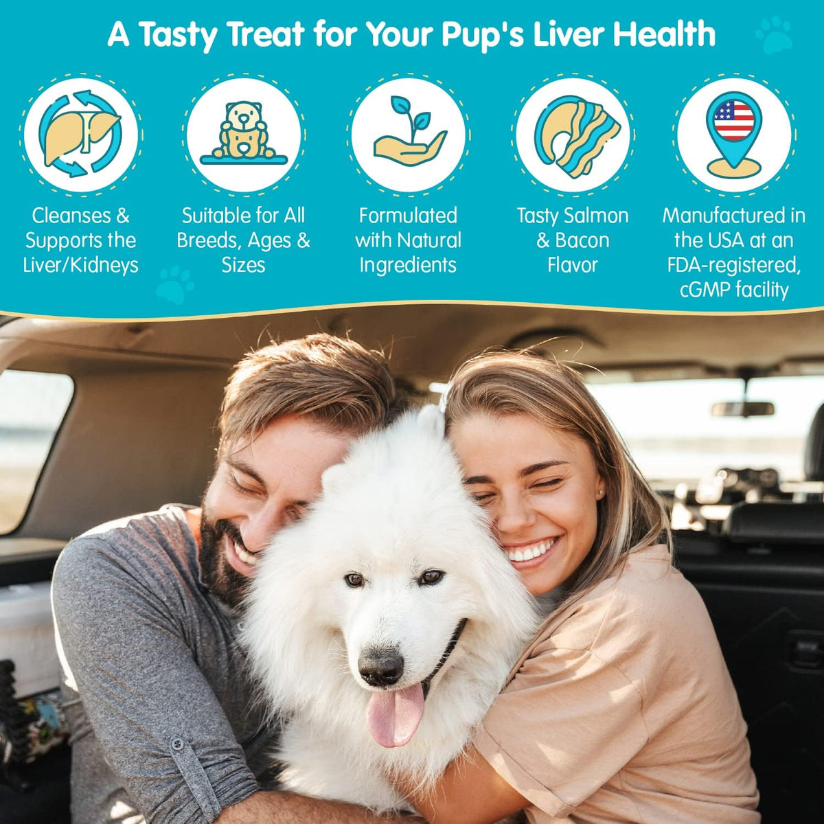 Wanderfound Pets Milk Thistle for Dogs – Tasty Salmon & Bacon Flavoured Herbal Supplement for Liver & Kidney Function – Manufactured in the USA – 100 Chewable Tablets - görsel 6