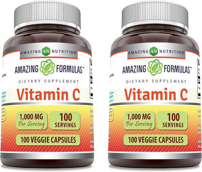 Amazing Formulae Vitamin C Supplement | 1000 mg | Veggie Capsules | Non-GMO | Gluten-Free | Made in USA (100 Count, 1 Pack)
