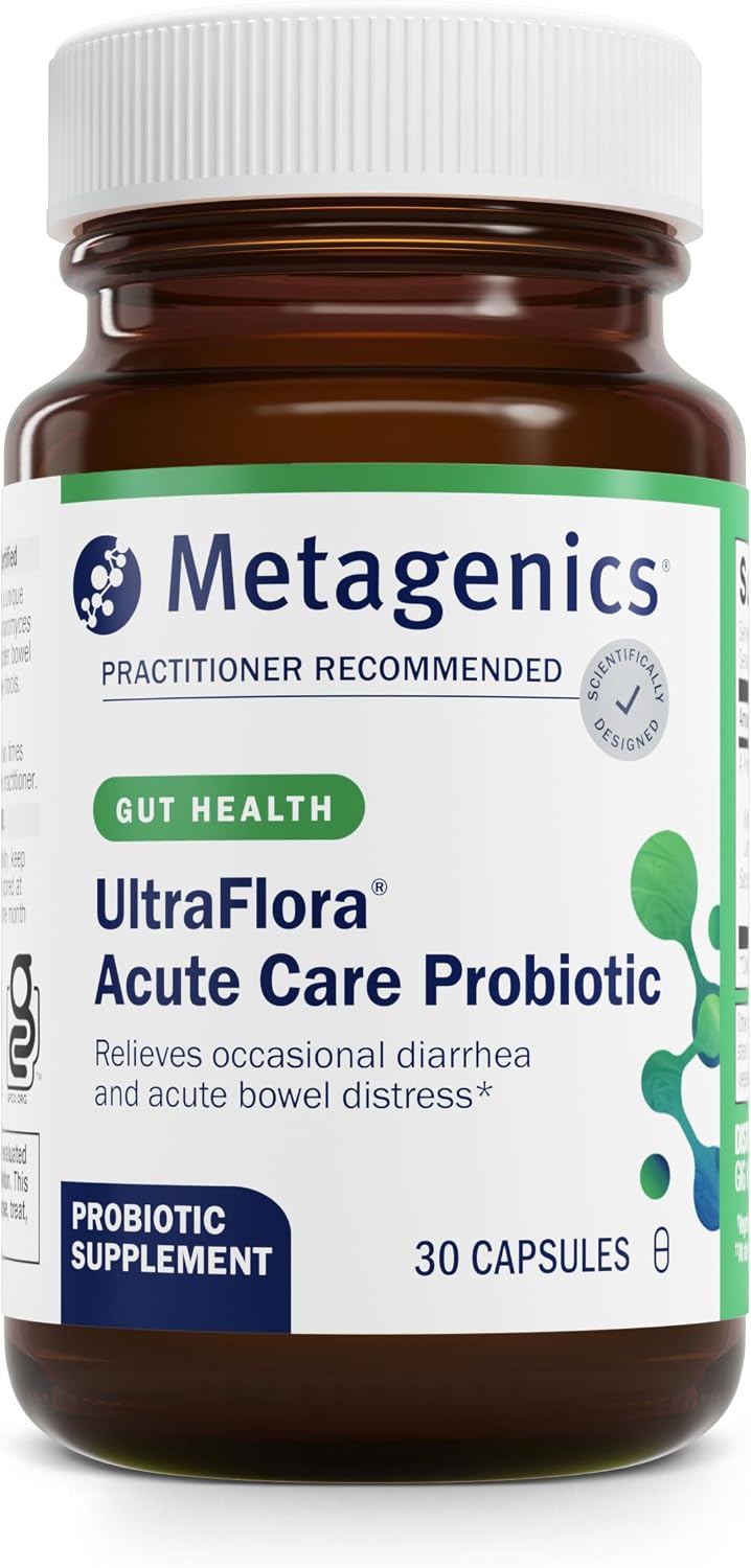Metagenics UltraFlora Acute Care - Probiotic Supplement for Temporary Digestive Upset, Bloating & Wind - 30 Capsules - görsel 1