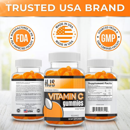 HJS Supplements Vitamin C Gummies - Orange Flavour, 1000mg, 90 Count