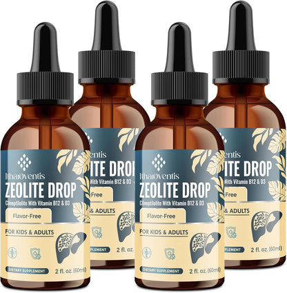 Itharoventis Zeolite Drops for Children and Adults – Natural Clinoptilolite with Methyl B12 & D3, Monk Fruit Flavour, 118 ml