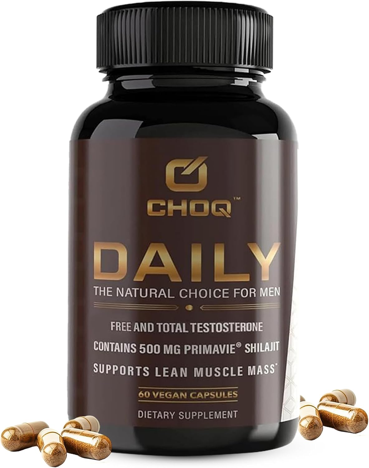 CHOQ Daily - Men's Daily Supplement with PrimaVie Shilajit, Safed Musli & Tribulus (60 Vegan Capsules) - görsel 1