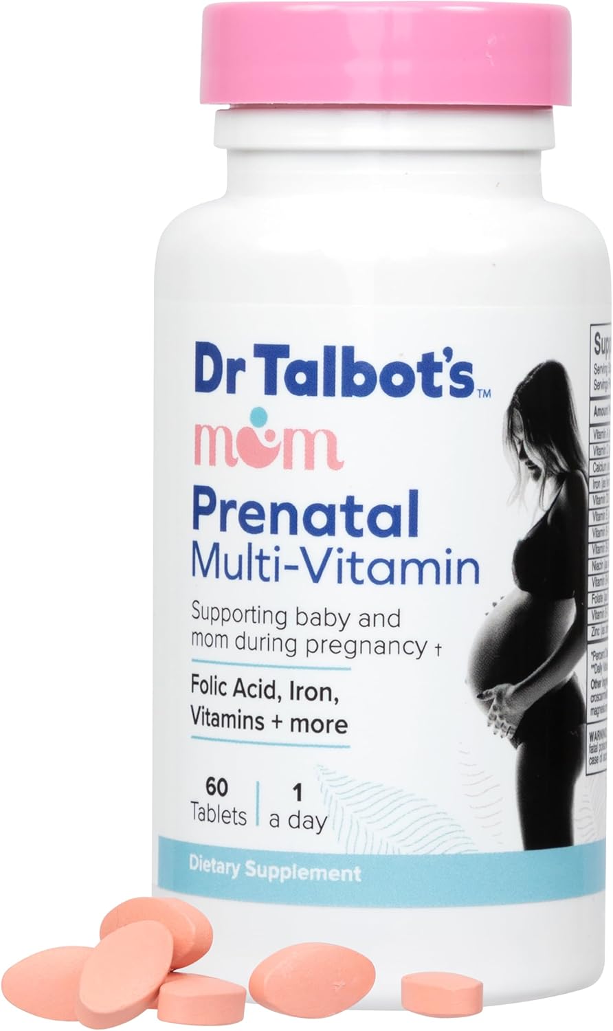 Dr. Talbot's Mom Prenatal Multivitamin Daily Supplement – with Folic Acid, Iron & Essential Vitamins, 60 Capsules - görsel 1
