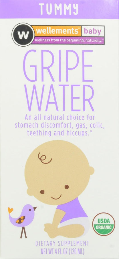 Wellements Organic Gripe Water for Tummy, 118 ml, Paediatrician Recommended to Ease Infant Stomach Discomfort and Gas