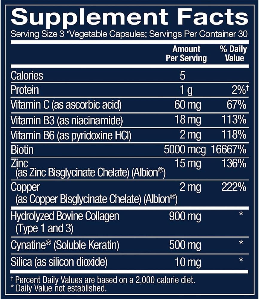 Advanced Keratin for Hair, Skin and Nails with Biotin and Collagen (90 Vegetable Capsules) - görsel 2