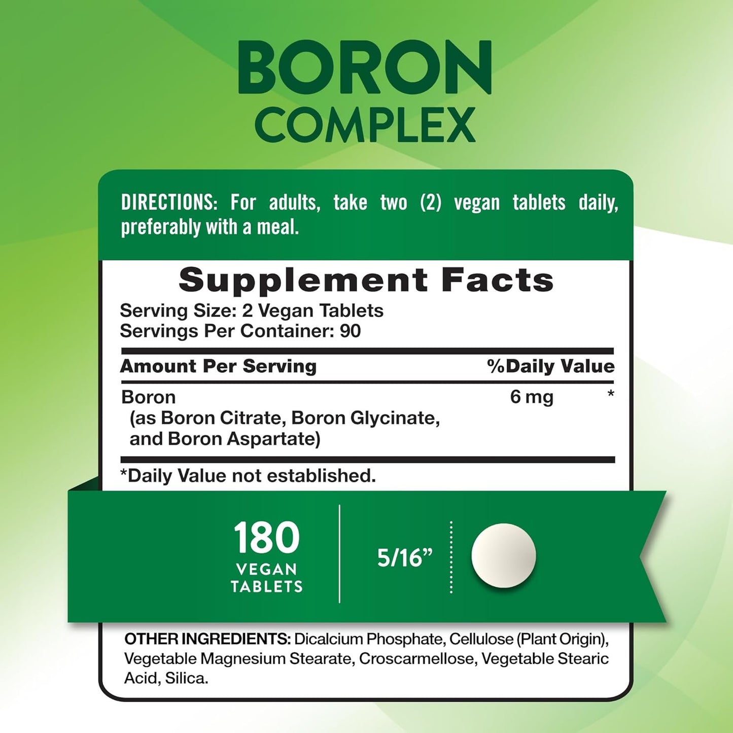 Nature's Truth Triple Action Boron Complex Food Supplement | 6mg | 180 Tablets | Vegan, Non-GM & Gluten-free Mineral Support - görsel 2