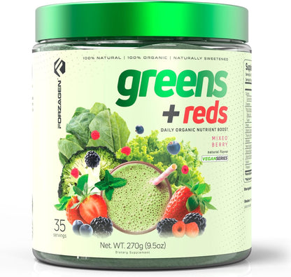 Forzagen Vegan Greens & Reds Superfood Powder - Organic Super Greens Powder, Premium Vegetable Powder Supplement, 35 Servings – Image 1