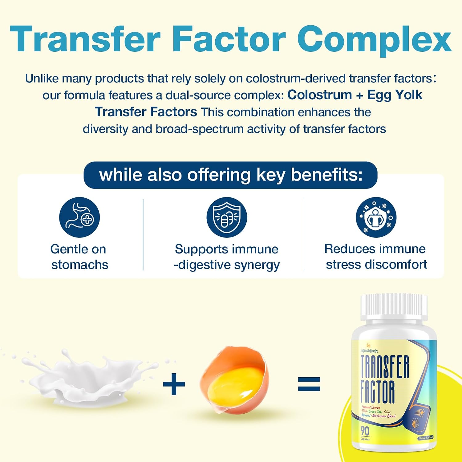 Transfer Factor 1800mg | Colostrum and Egg Yolk Extracts with Zinc and Selenium | Immune and Cognitive Support | 90 Capsules - görsel 2