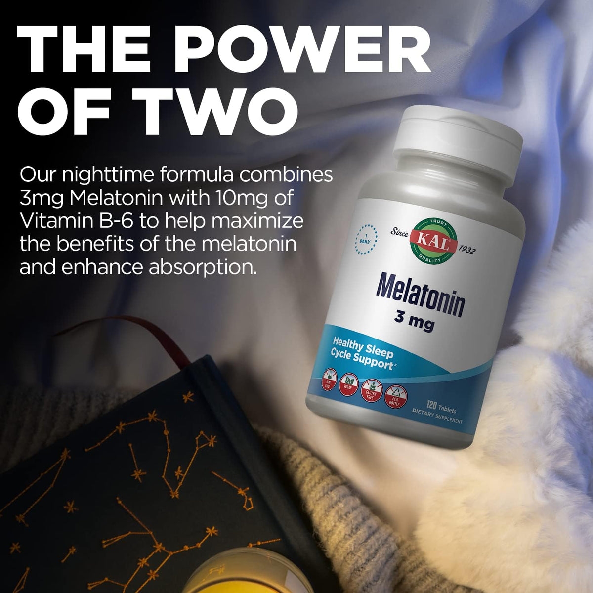 KAL Melatonin 3mg Fast Dissolve Sleep Aid with Vitamin B6 - görsel 5
