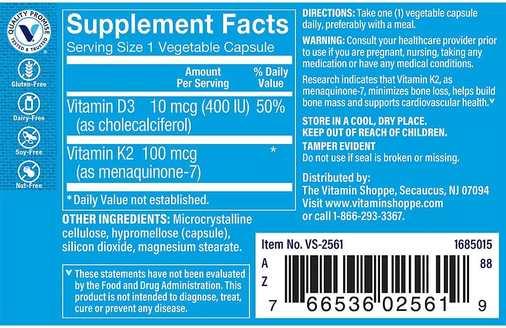 Vitamin K2 MK-7 100 mcg – Bone Maintenance & Circulatory Support – 60 Vegan Capsules - görsel 2