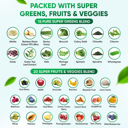 VVN Naturals Sugar-Free Organic Super Greens & Fruits Gummies (60 Vegan Gummies)