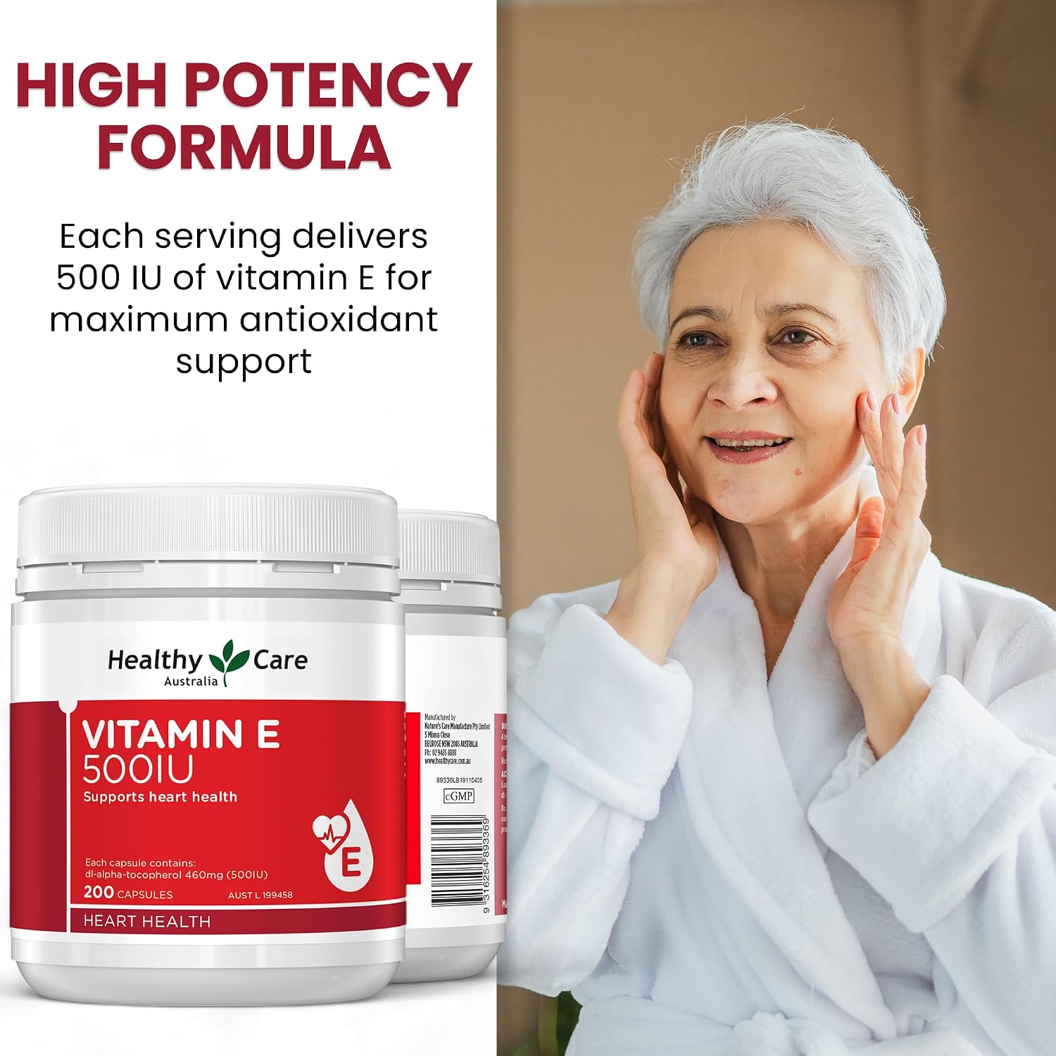Healthy Care Vitamin E 500IU 200 Capsules - görsel 4