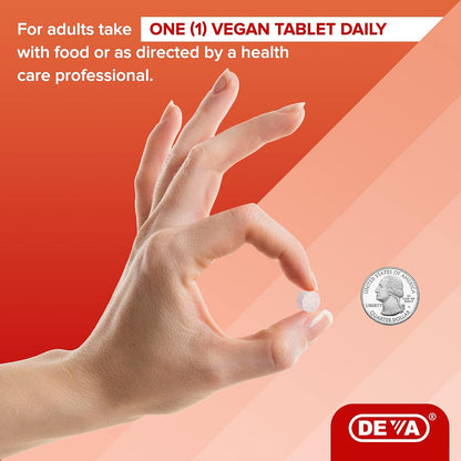 Deva Vegan Vitamin B12 Fast Dissolve - Methylcobalamin 1000 µg with B6 and Folic Acid - Lemon Flavour - 90 Tablets