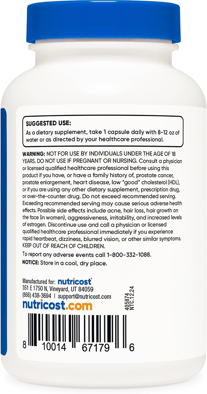 Nutricost DHEA 25mg, 240 Capsules – Gluten-free, Soya Free, Non-GMO Food Supplement - görsel 4