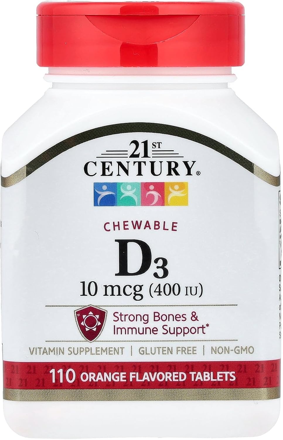 21st Century Chewable Vitamin D3, Orange Flavour, 10 mcg (400 IU), 110 Tablets - görsel 1