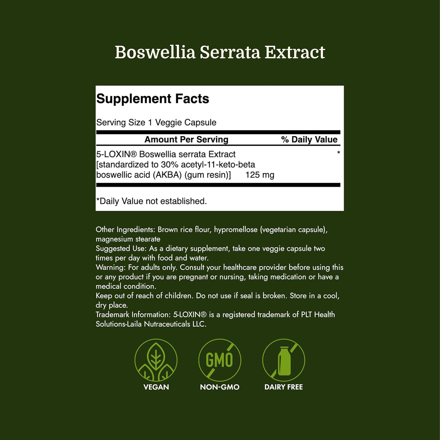 Swanson Boswellia Serrata Extract – Herbal Supplement for Joint Support, Mobility & Flexibility* – 5-LOXIN Standardised – Non-GMO – 60 Vegetarian Capsules - görsel 4