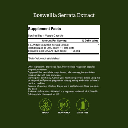 Swanson Boswellia Serrata Extract – Herbal Supplement for Joint Support, Mobility & Flexibility* – 5-LOXIN Standardised – Non-GMO – 60 Vegetarian Capsules