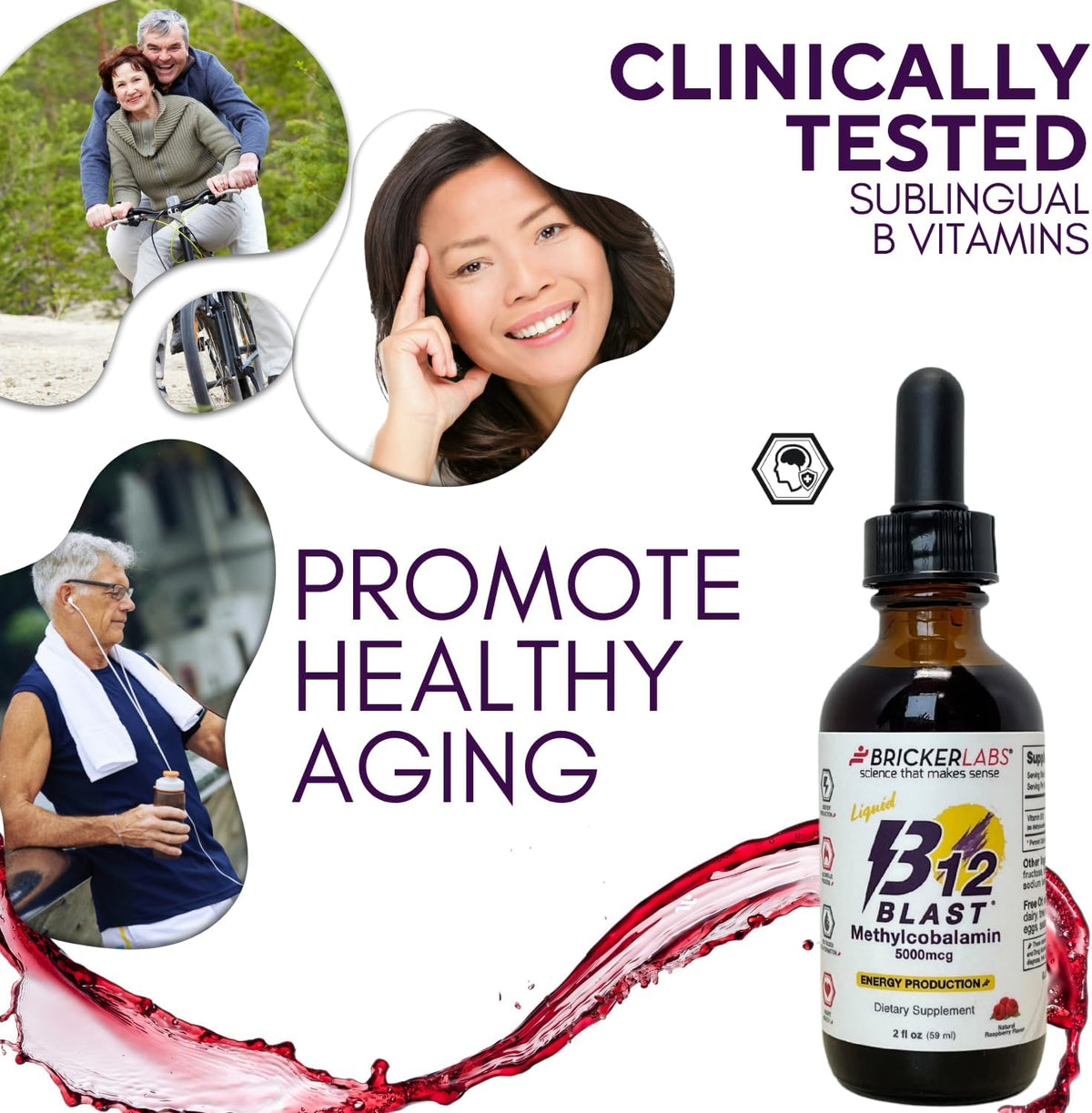 Bricker Labs B12 Blast Methylcobalamin 5000mcg Sublingual Liquid - Vegan B12 Energy Supplement - görsel 8