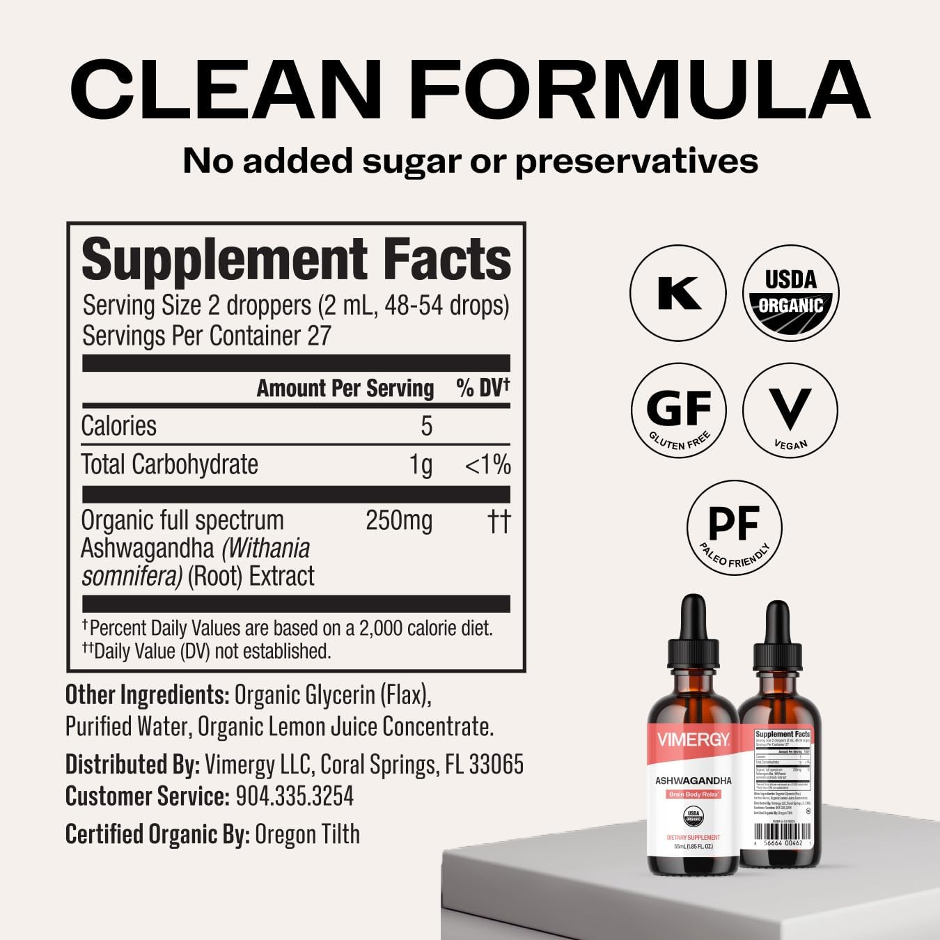 Vimergy USDA Organic Ashwagandha Liquid Extract – 55 ml - görsel 4