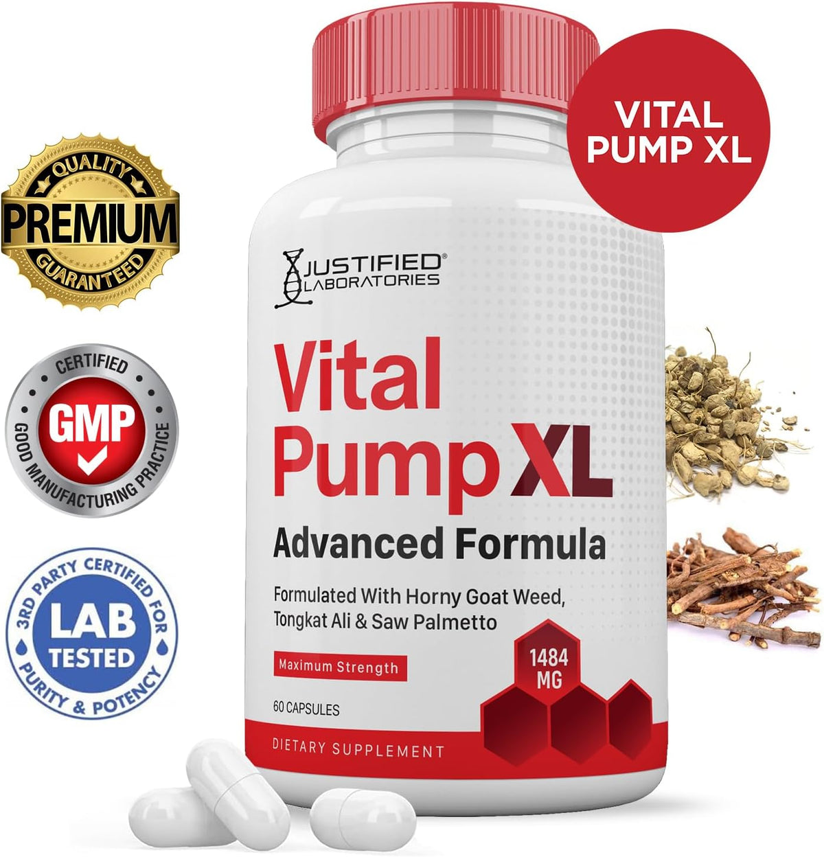 Vital Pump XL Pills 1484mg Advanced Formula Proprietary Blend for Men's Health 60 Capsules - görsel 2