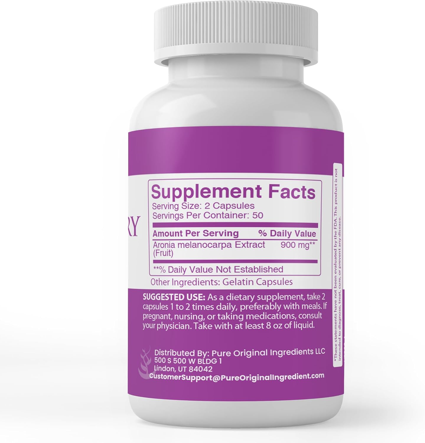 PURE ORIGINAL INGREDIENTS Aronia Berry, 100 Capsules - Chokeberry Extract, Always Pure, No Additives - görsel 3