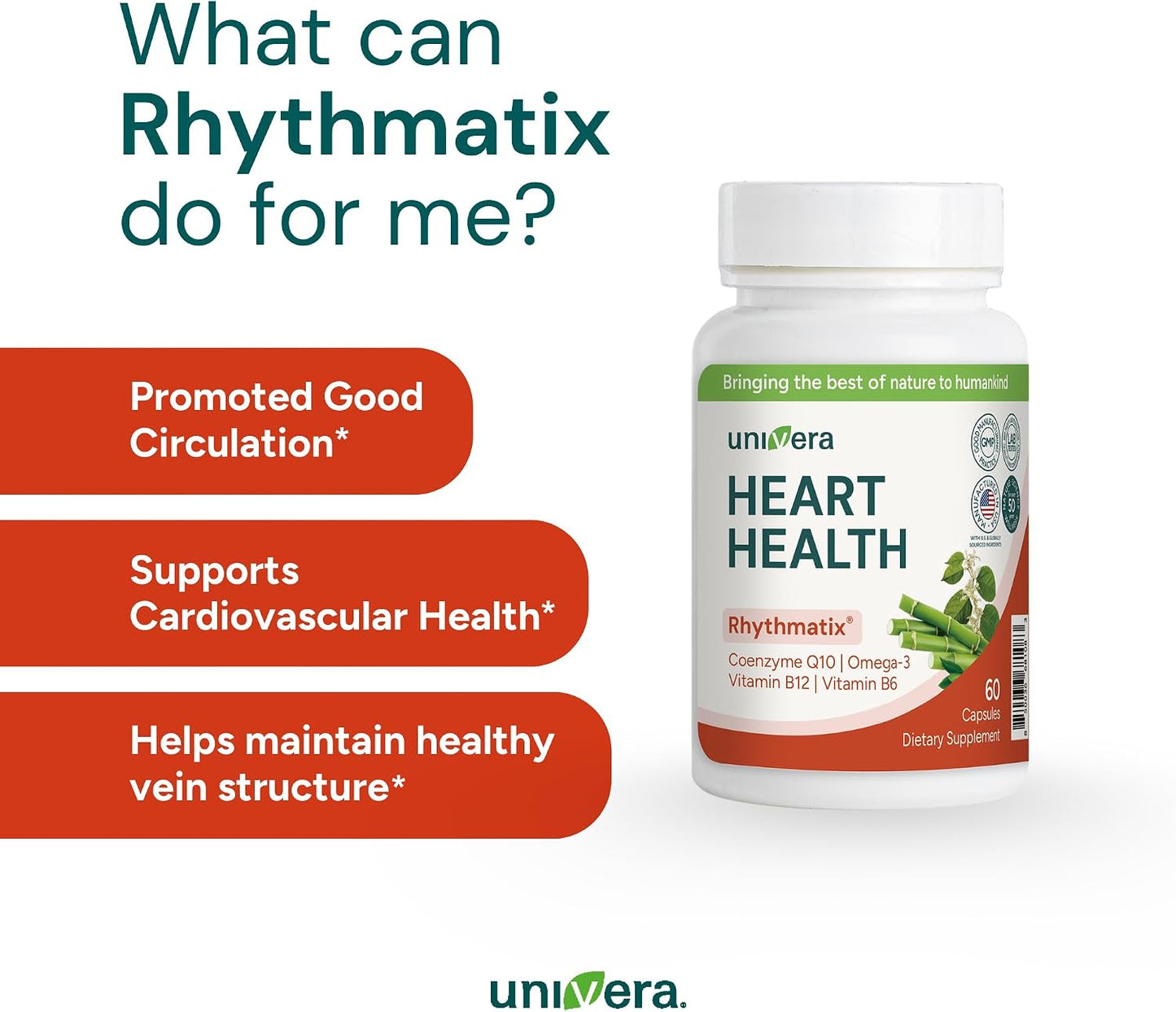 Univera Rhythmatix – Heart & Circulation Support with Omega-3, CoQ10, B6 & B12, 60 Softgels - görsel 1