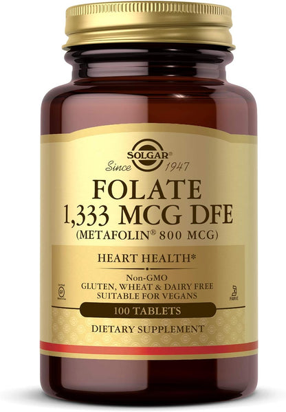 Solgar Folate 1,333 mcg DFE (800 mcg Folic Acid) - 250 Tablets